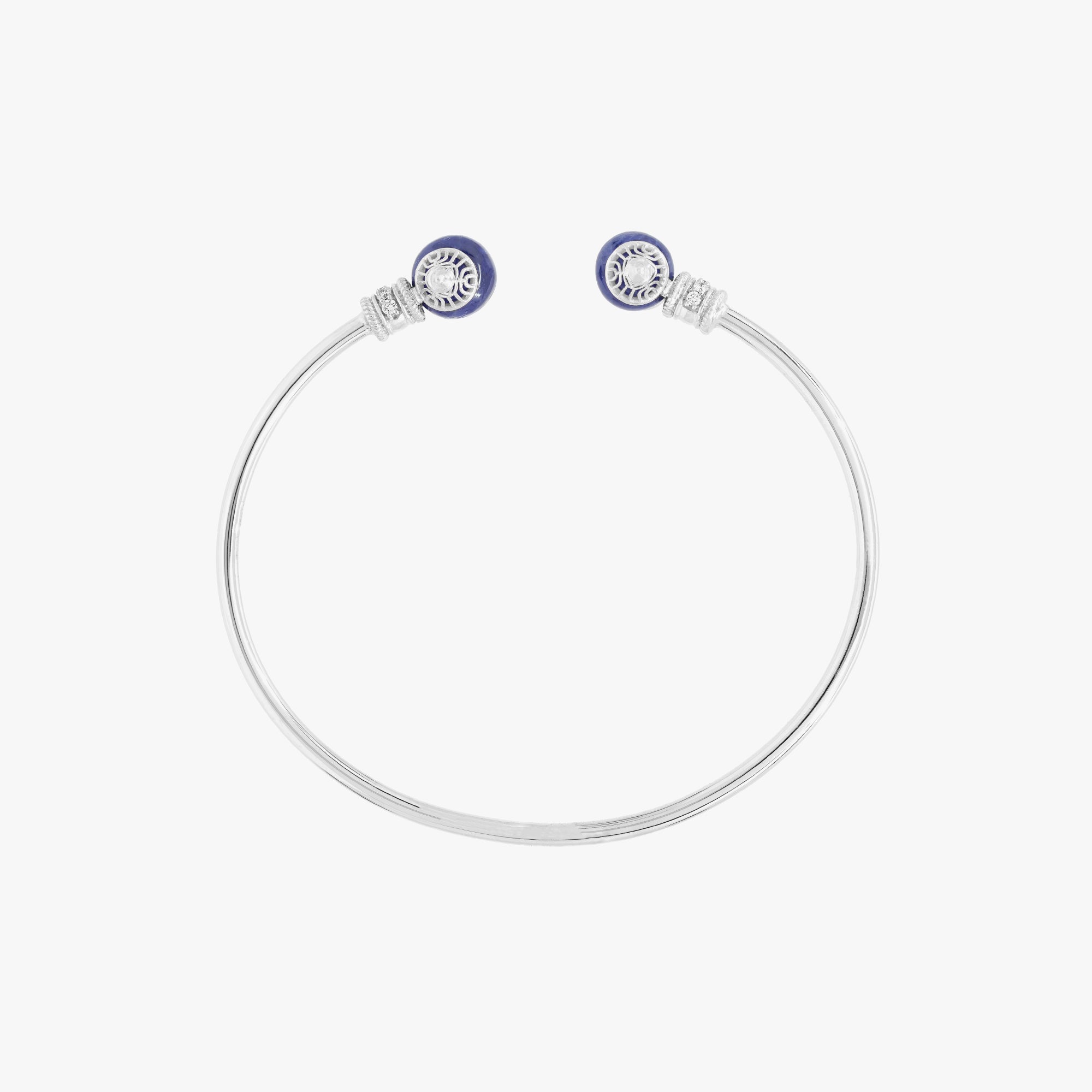 Al Merriyah mood colour bangle in 18k white gold with sapphire and diamonds