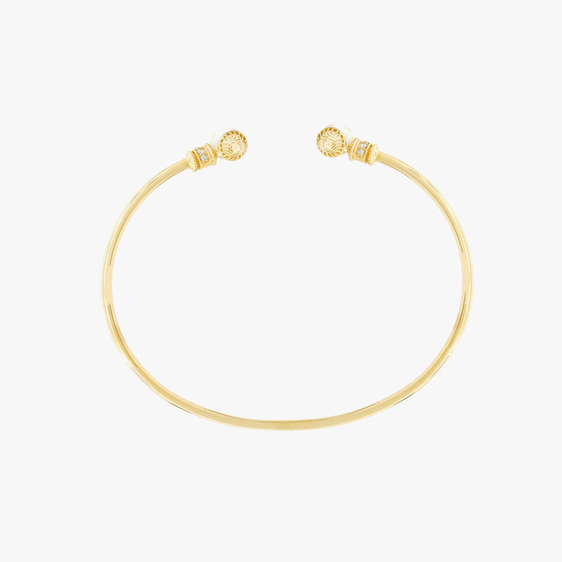 Al Merriyah moods colour Bangle in 18k Yellow gold with Mother of Pearl and Diamonds