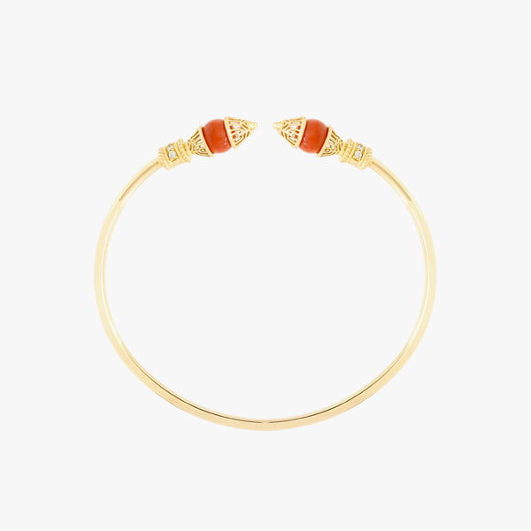 Al Merriyah Mood Colour Bangle in 18k Yellow gold with Coral and Diamonds