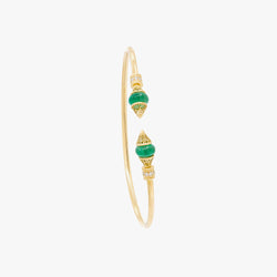 Al Merriyah mood colour bangle in 18k yellow gold with emerald and diamonds