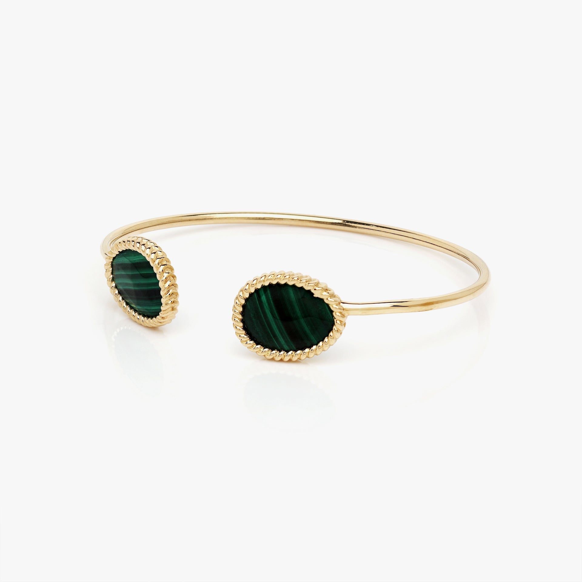 Nina Mariner Double Stone Bangle In 18 Karat Yellow Gold With Malachite Stones