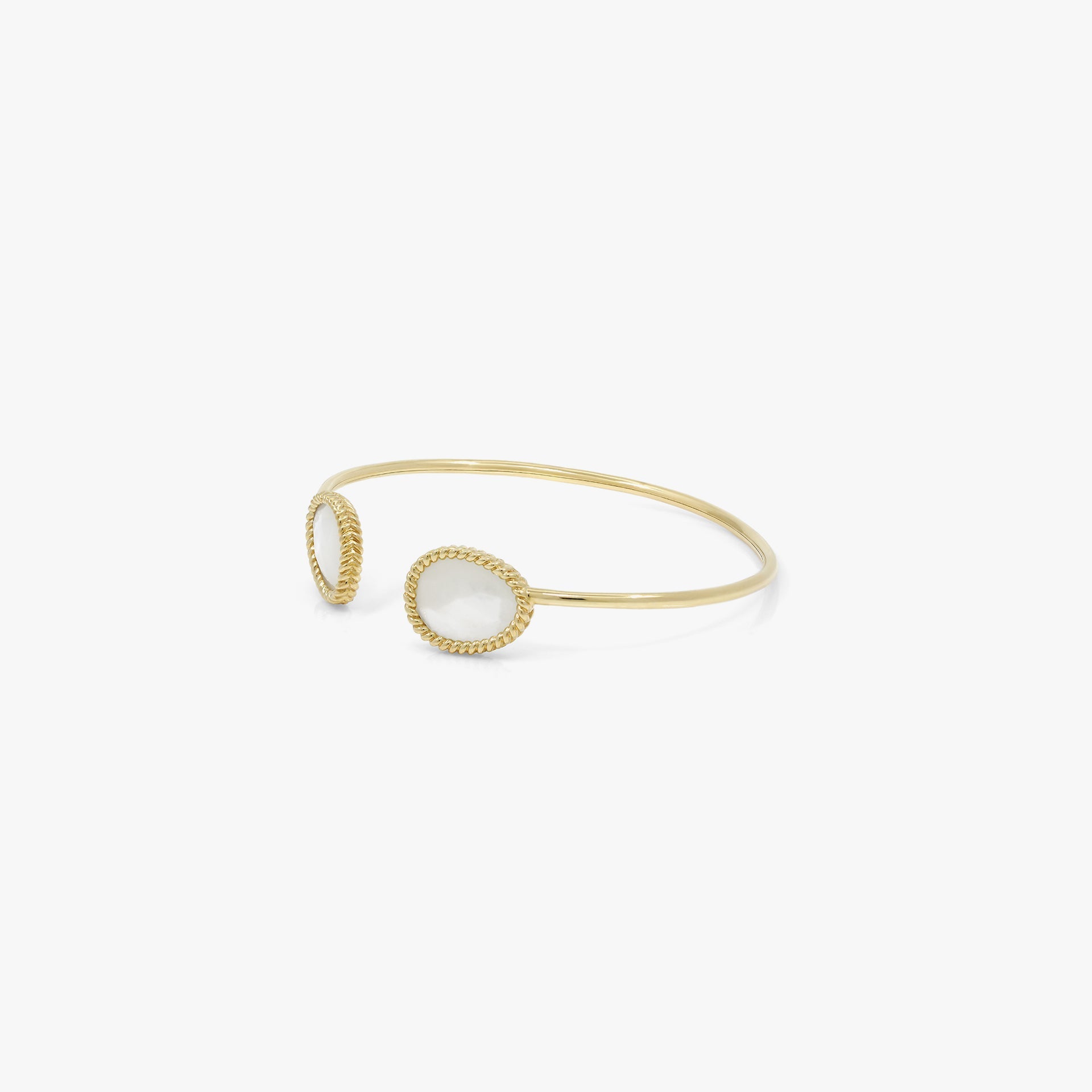 Nina Mariner Double Stone Bangle In 18 Karat Yellow Gold With Mother Of Pearl Stones