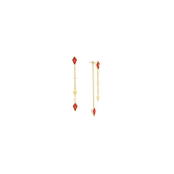 Al Merta’shah Earrings in Diamonds and Red Agate