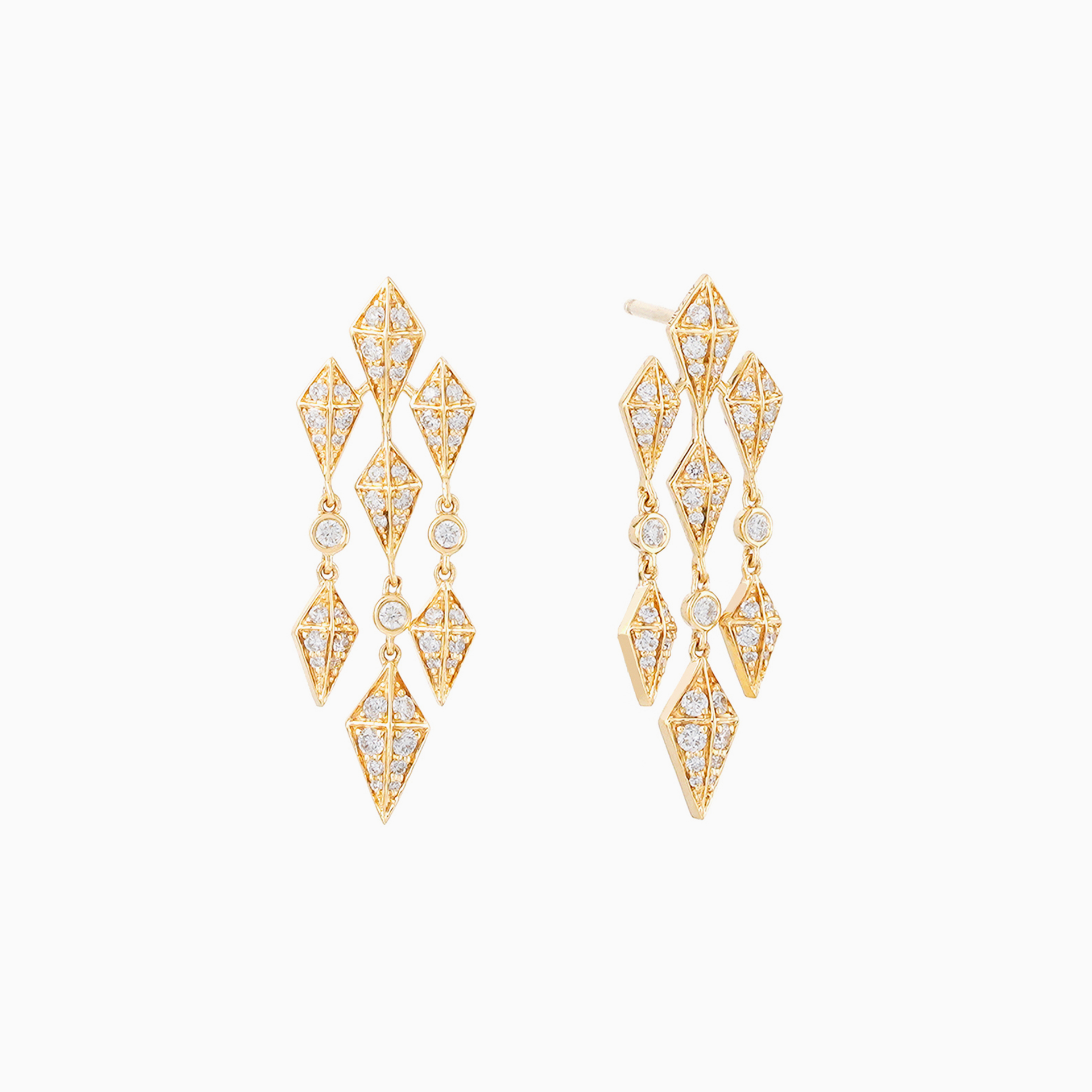 Al Zain Jewellery Al Mertashah Gold and diamond earrings on a white background