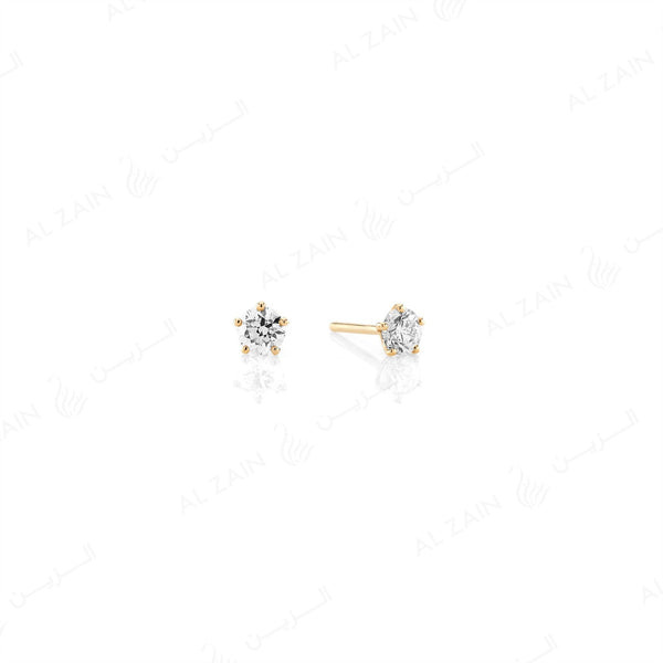 18k Solitaire Earrings in yellow Gold