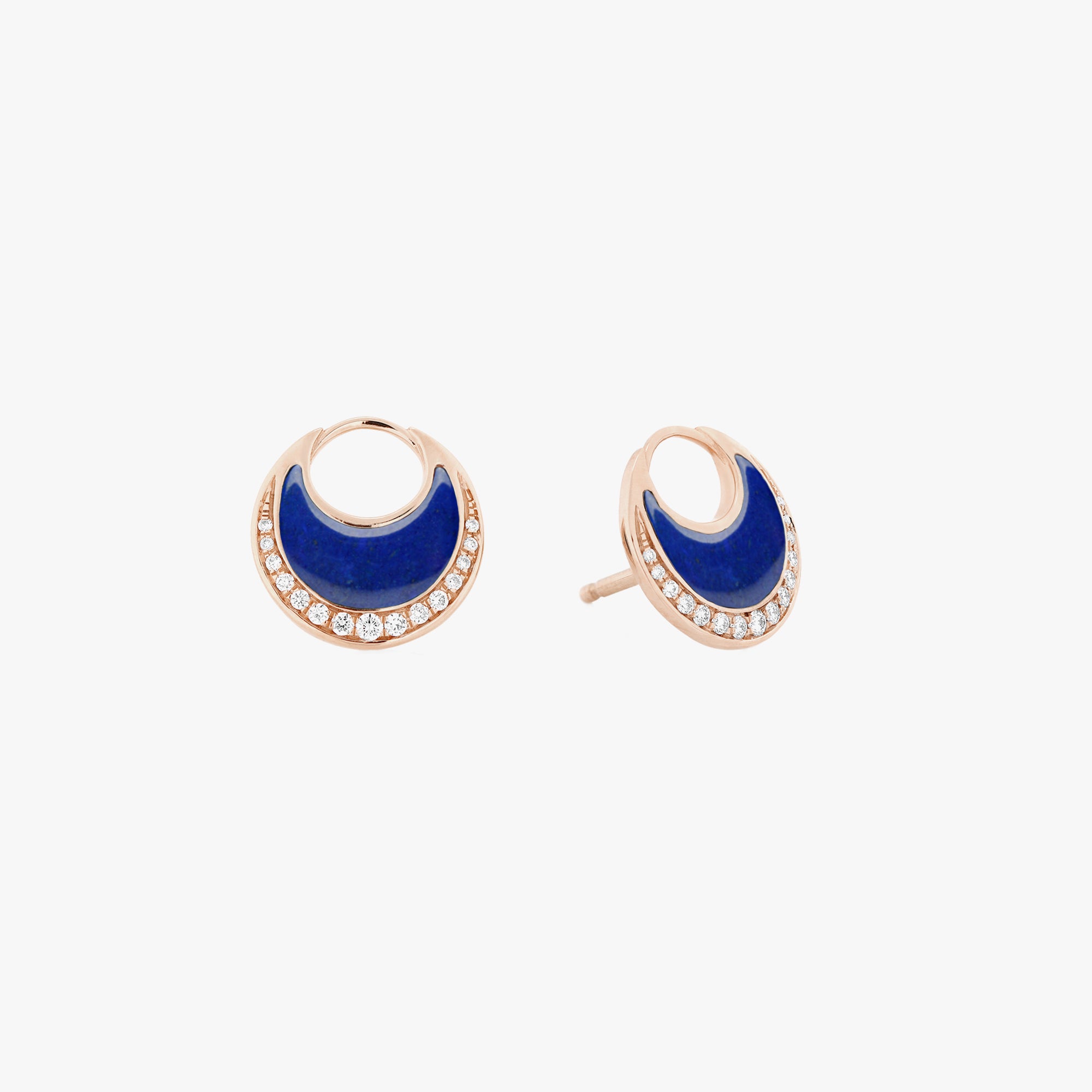 Al Hilal earrings in rose gold with lapis stone and diamonds