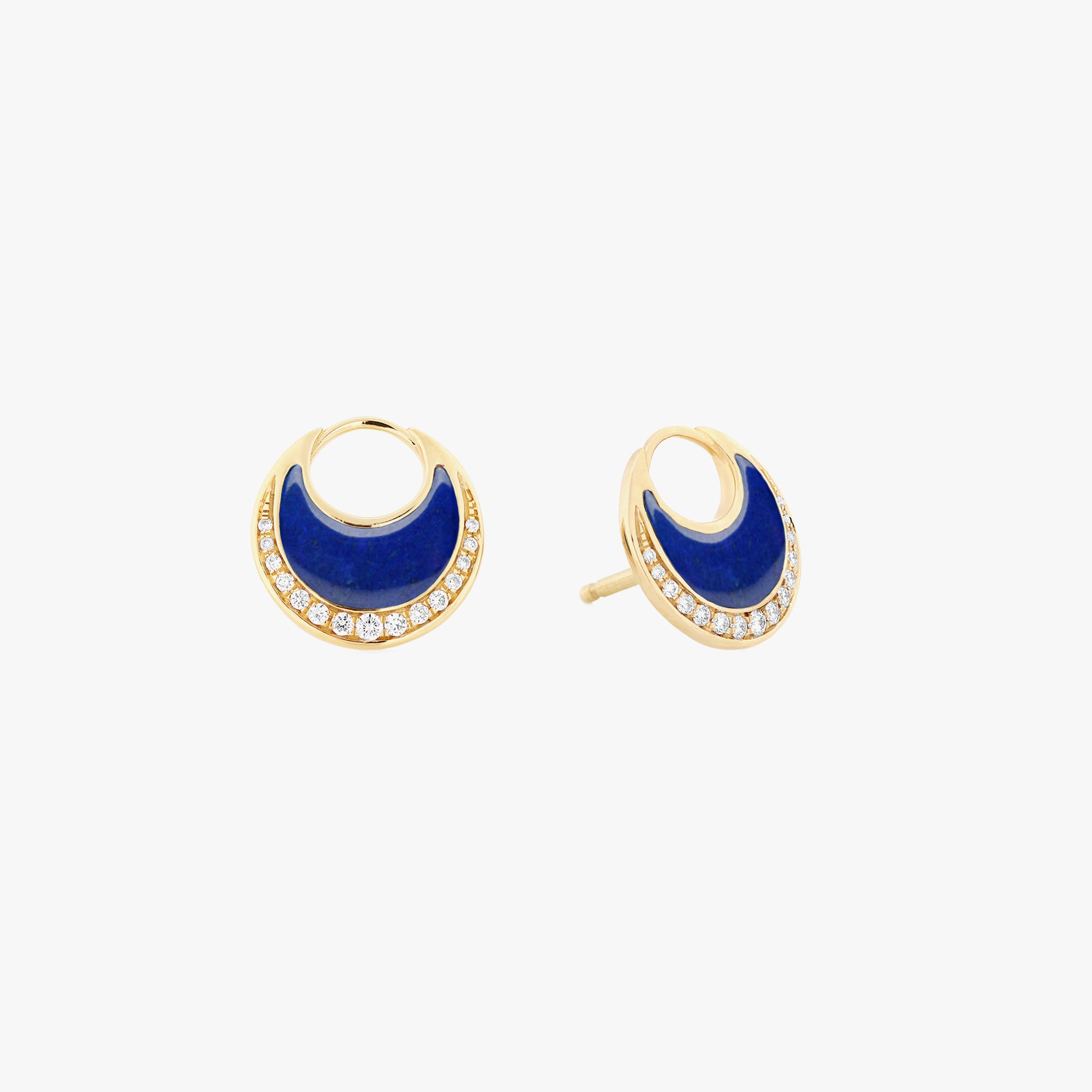 Al Hilal earrings in yellow gold with lapis stone and diamonds