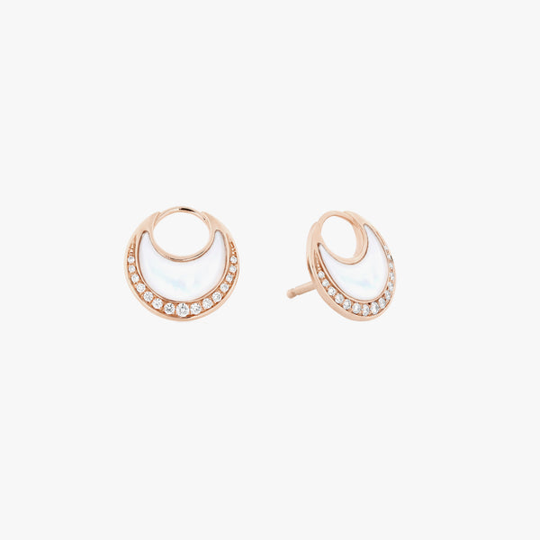 Al Hilal earrings in rose gold with mother of pearl stone and diamonds