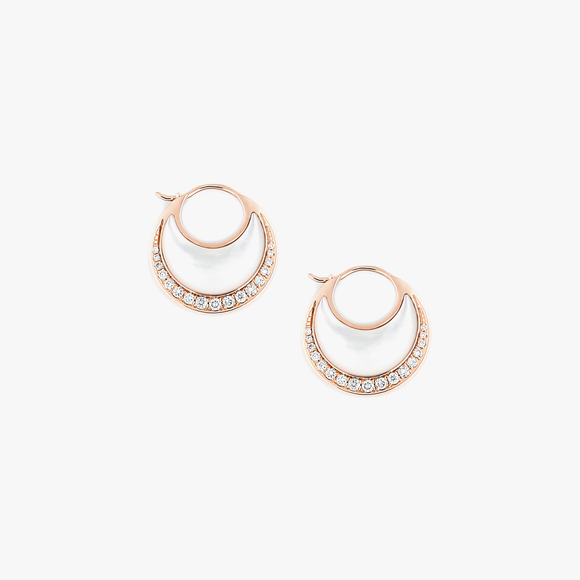 Al Hilal earrings in rose gold with mother of pearl stone and diamonds