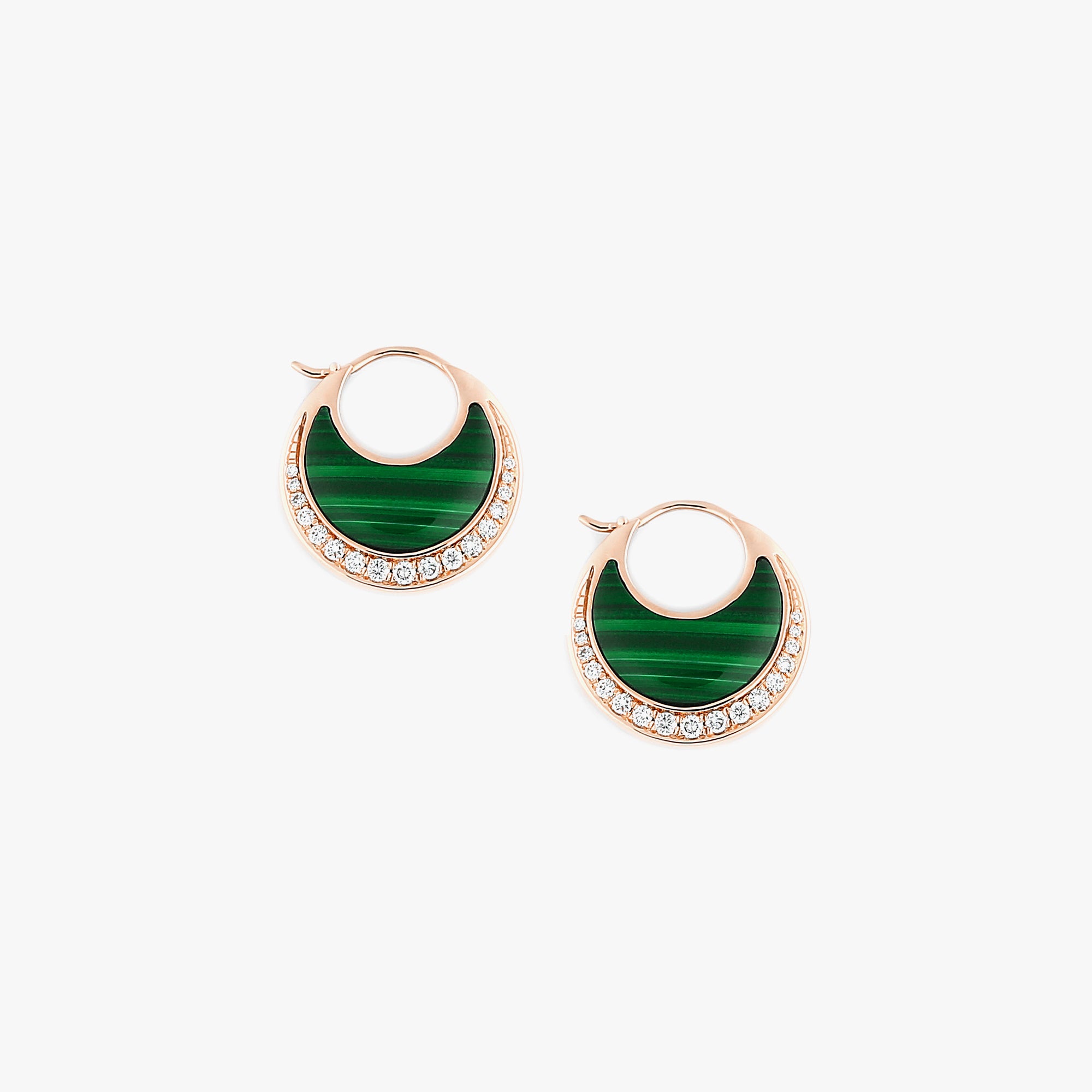 Al Hilal earrings in rose gold with malachite stone and diamonds