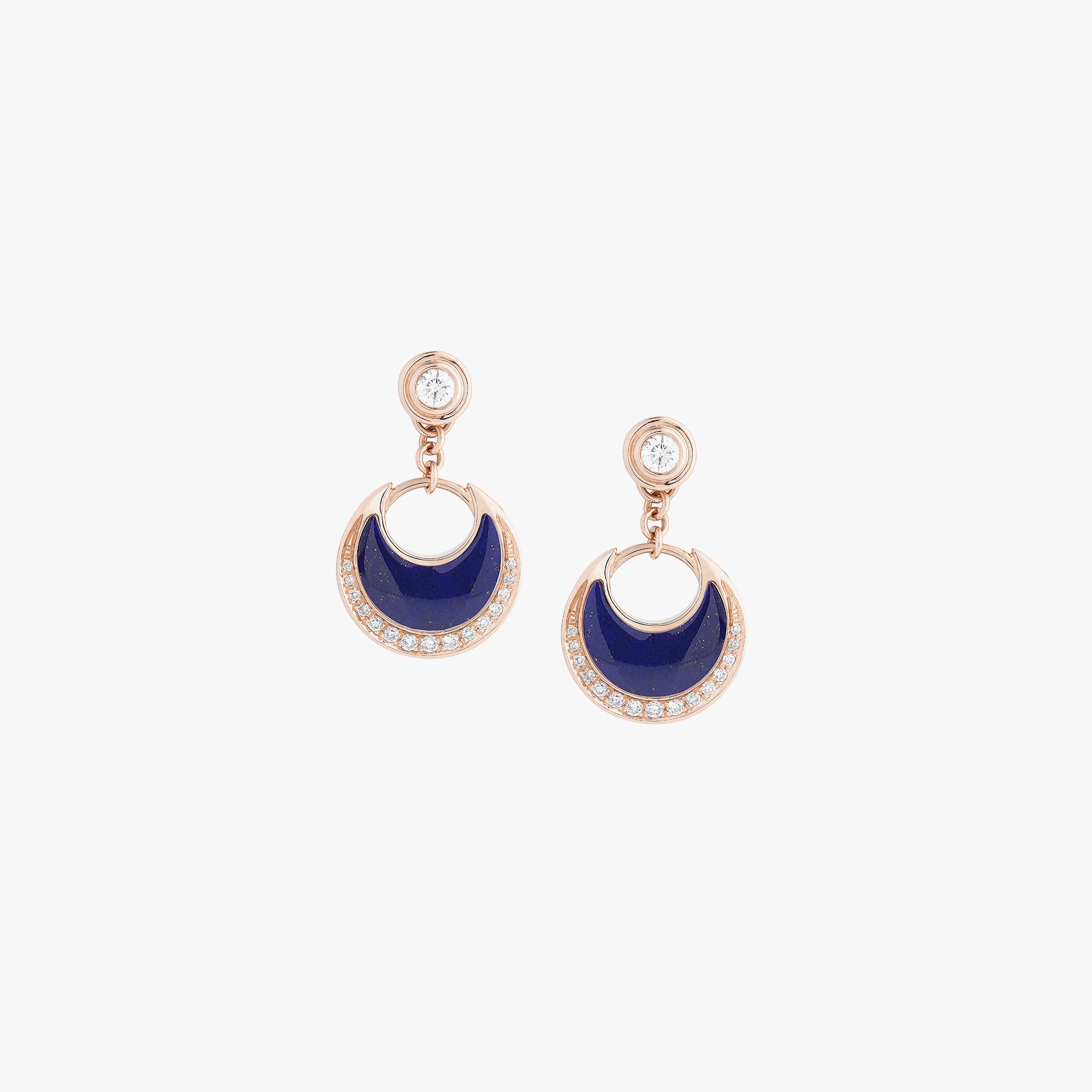 Al Hilal earrings in rose gold with lapis stone and diamonds