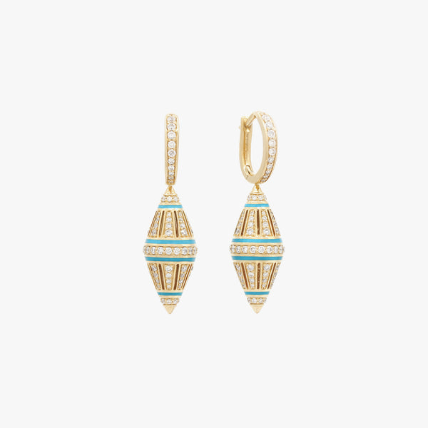Al Merriyah Hyceram Earrings in Yellow Gold with Diamonds
