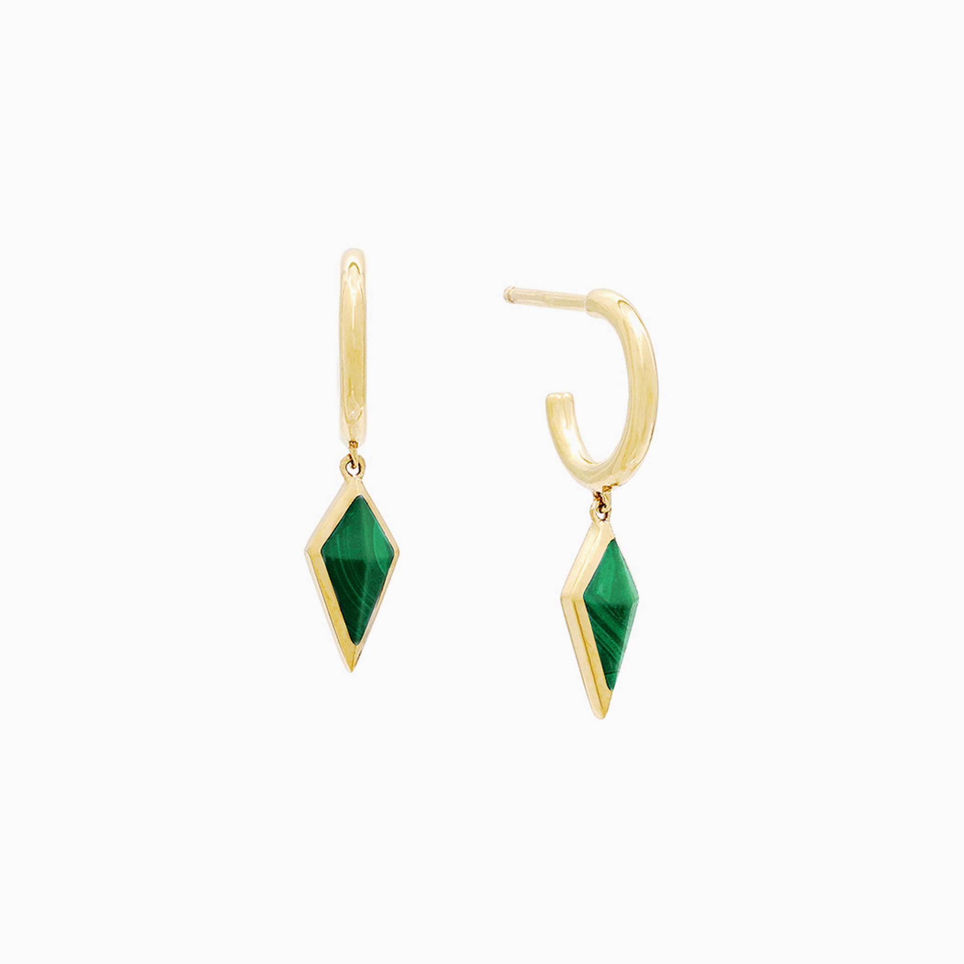 Al Zain Jewellery Al Mertashah Gold earrings with green gemstones on a white background