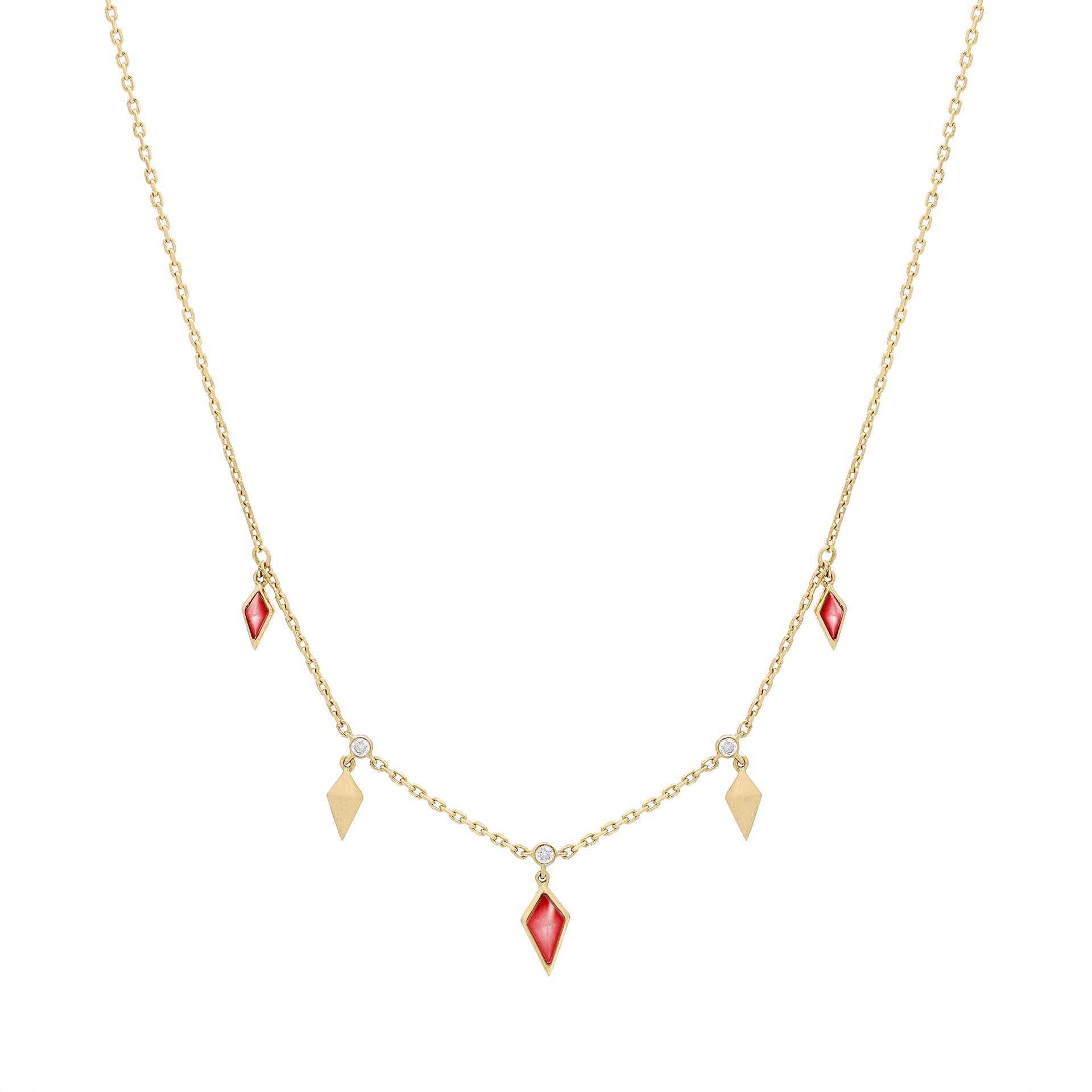 Al Merta’shah Necklace in Diamonds and Red Agate