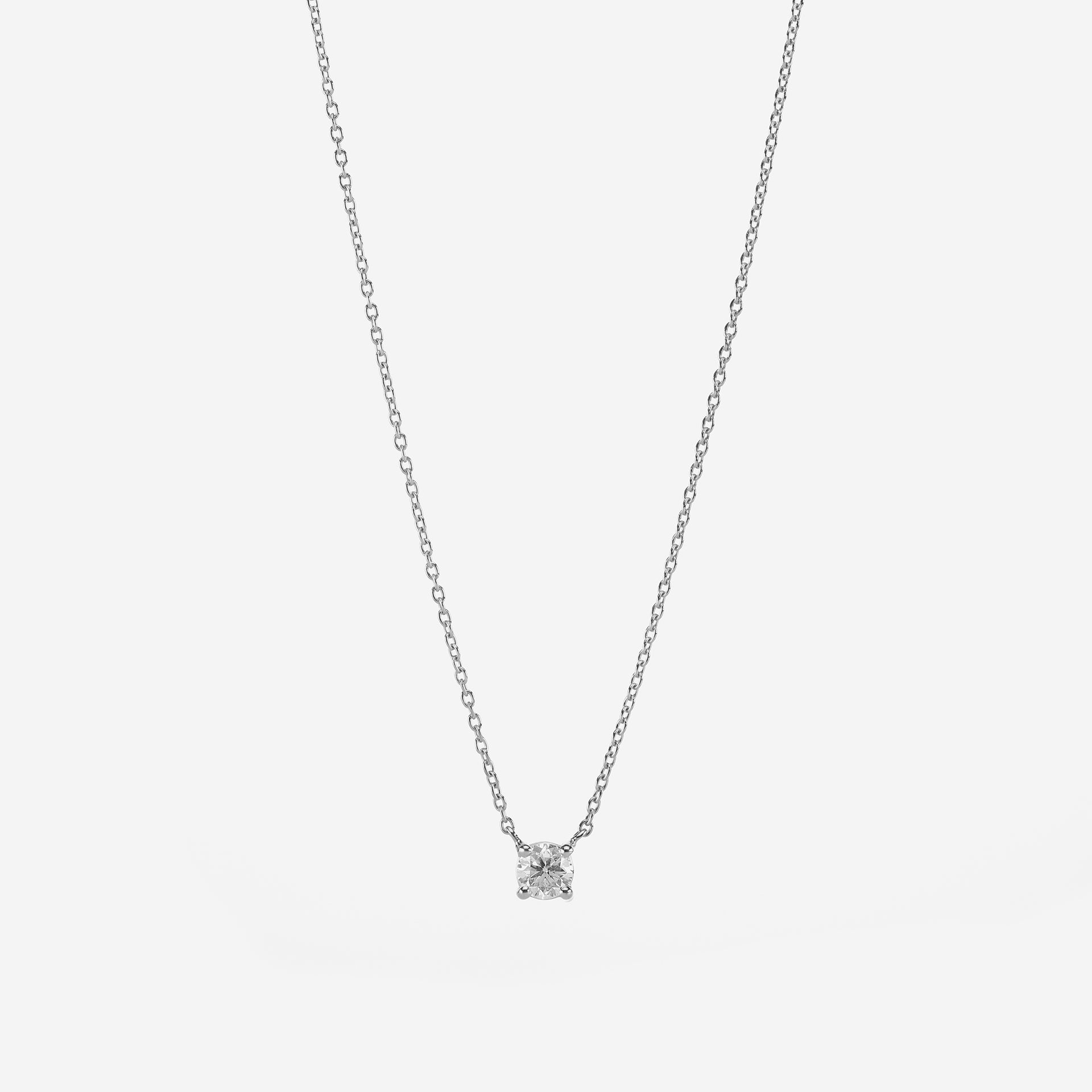 18k Solitaire Necklace in White Gold