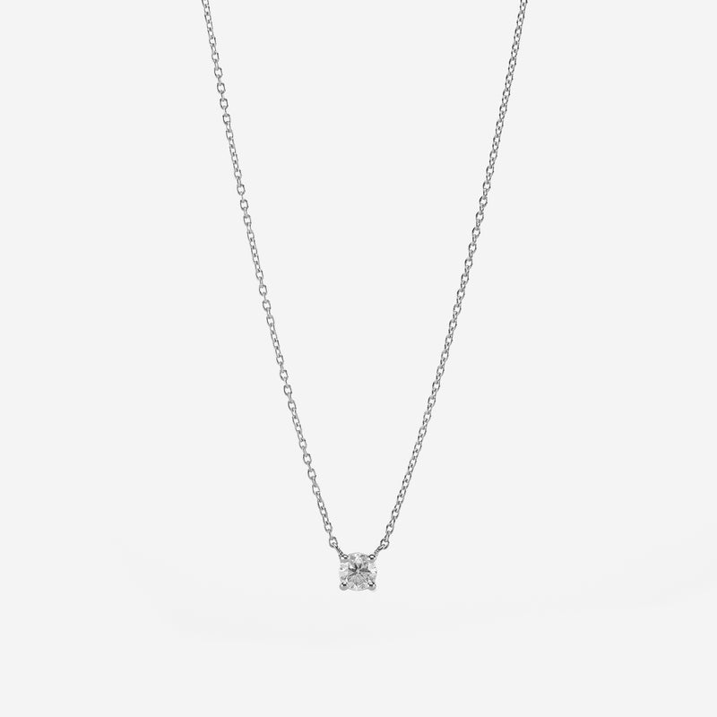 18k Solitaire Necklace in White Gold