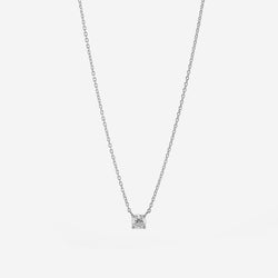 18k Solitaire Necklace in White Gold