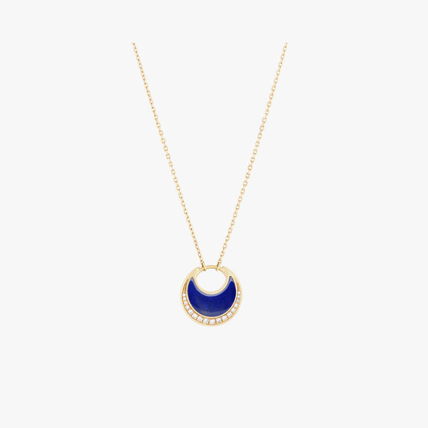 Al Hilal necklace in yellow gold with lapis stones and diamonds