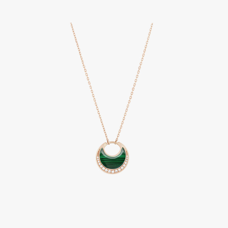 Al Hilal necklace in rose gold with malachite stones and diamonds