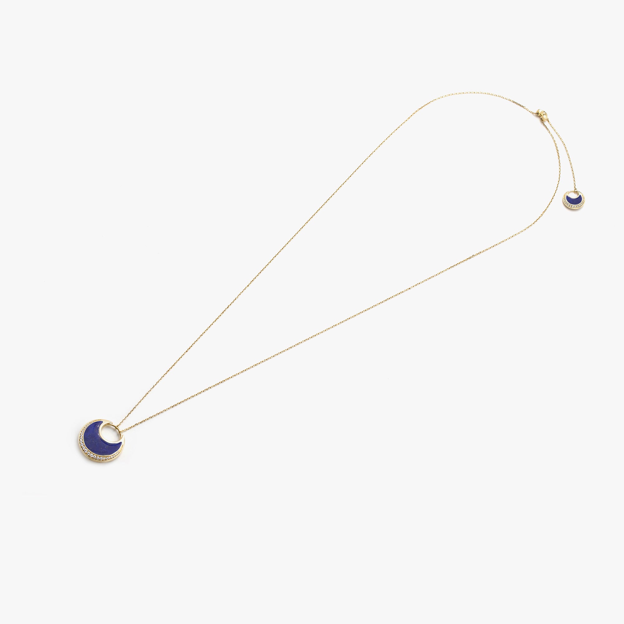 Al Hilal necklace in yellow gold with lapis stones and diamonds