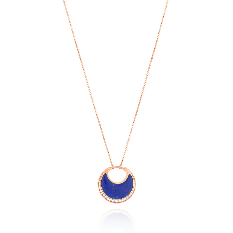 Al Hilal necklace in rose gold with lapis stones and diamonds