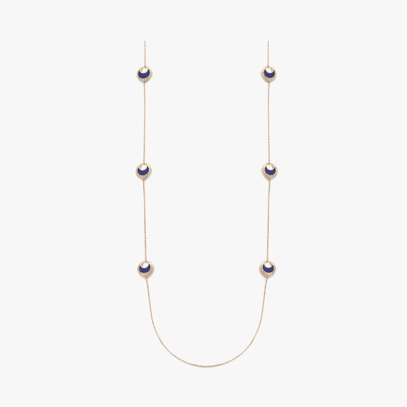Al Hilal necklace in yellow gold with lapis stones and diamonds