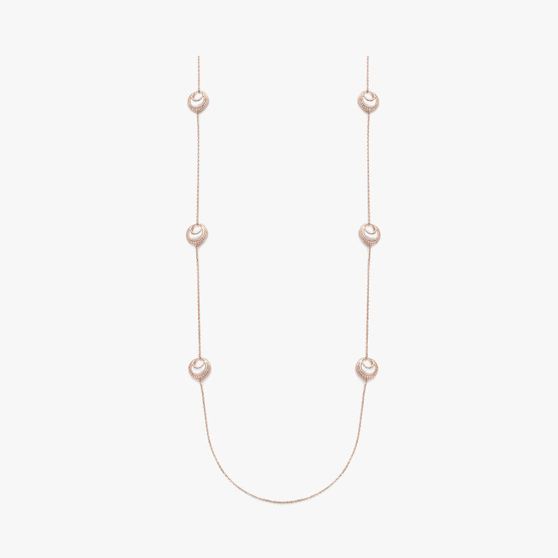 Al Hilal necklace in rose gold with mother of pearl stones and diamonds