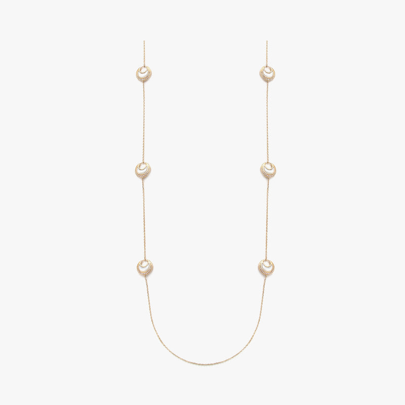 Al Hilal necklace in yellow gold with mother of pearl stones and diamonds