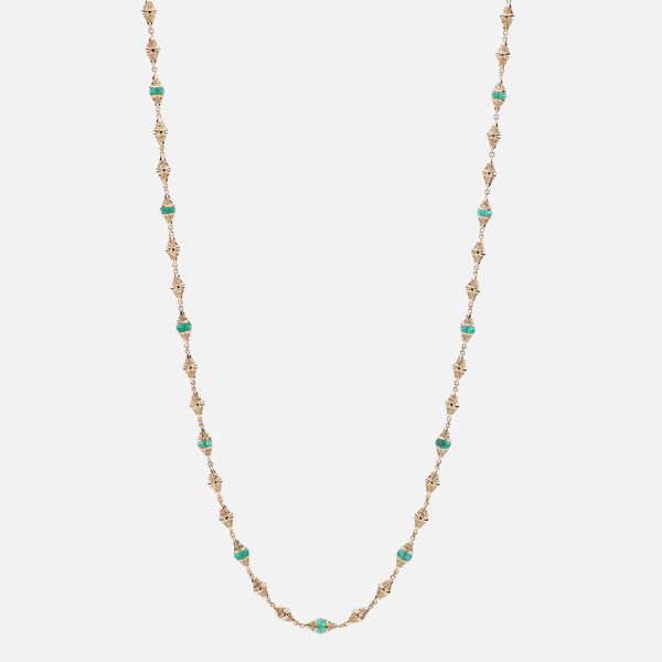 Al Merriyah mood colour necklace in 18k yellow gold with emerald and diamonds