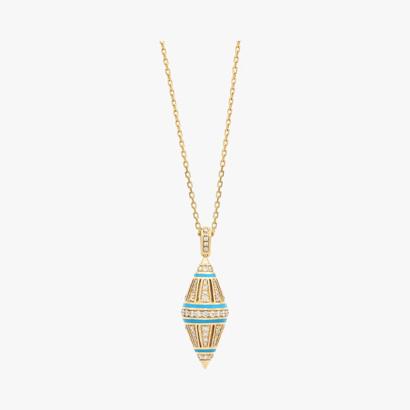 Al Merriyah Hyceram Medium Barrel Shaped Turquoise Necklace