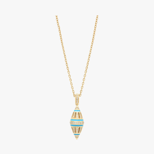 Al Merriyah Hyceram Small Barrel Shaped Turquoise Necklace