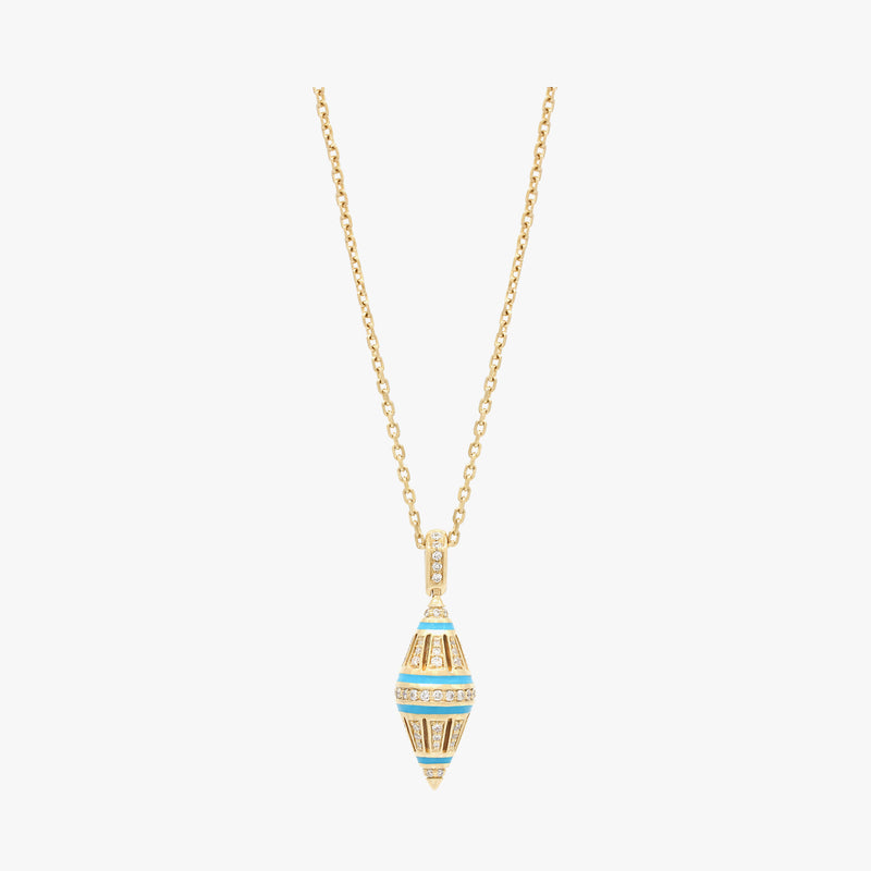 Al Merriyah Hyceram Small Barrel Shaped Turquoise Necklace