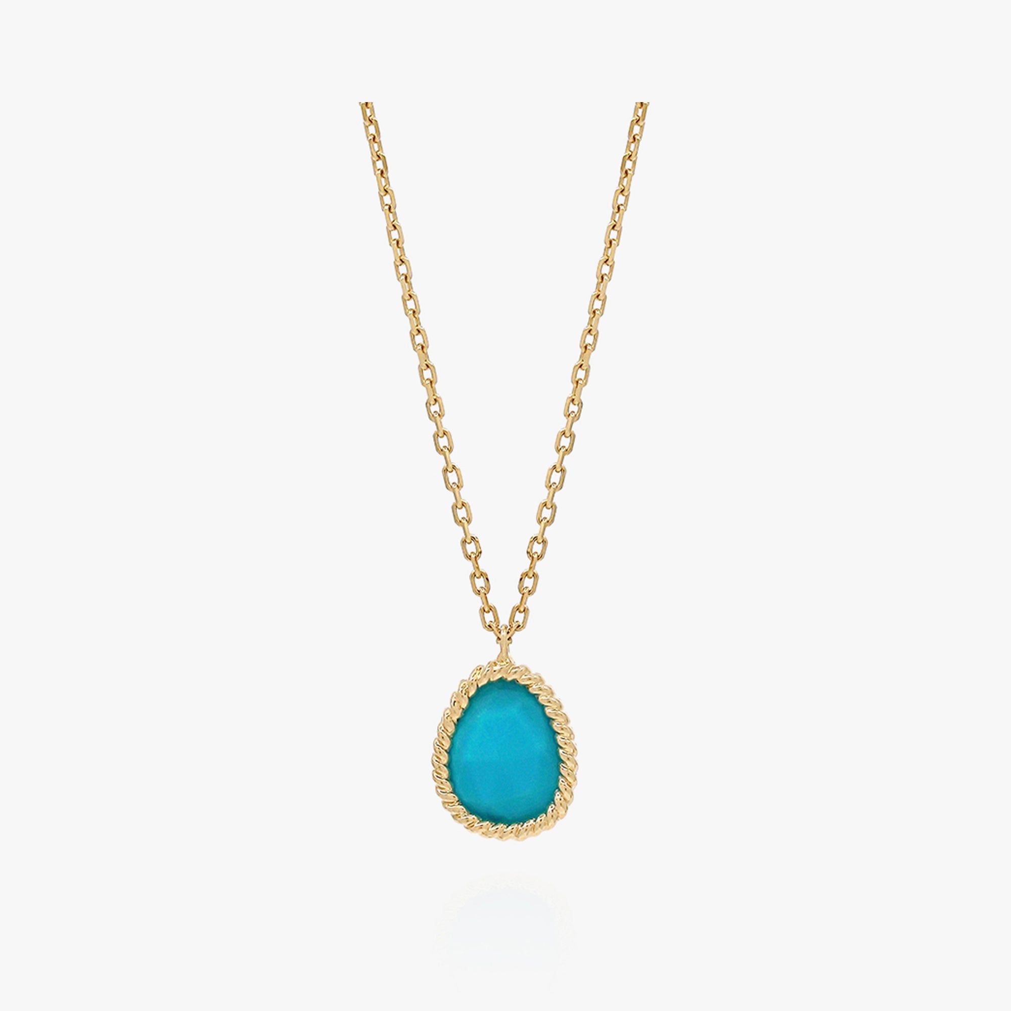 Nina Mariner Necklace In 18 Karat Yellow Gold With Petite Turquoise Stone