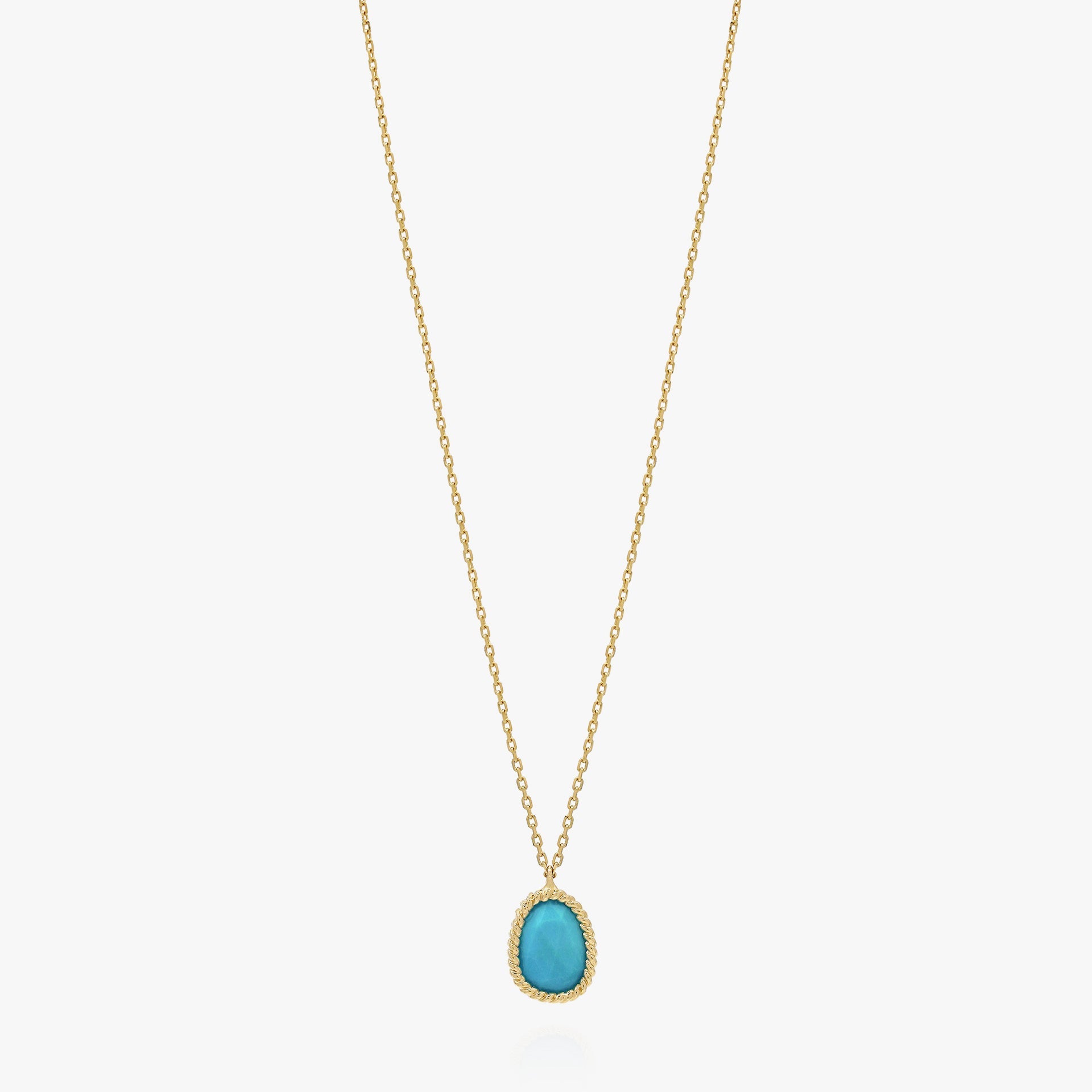 Nina Mariner Necklace In 18 Karat Yellow Gold With Large Turquoise Stone
