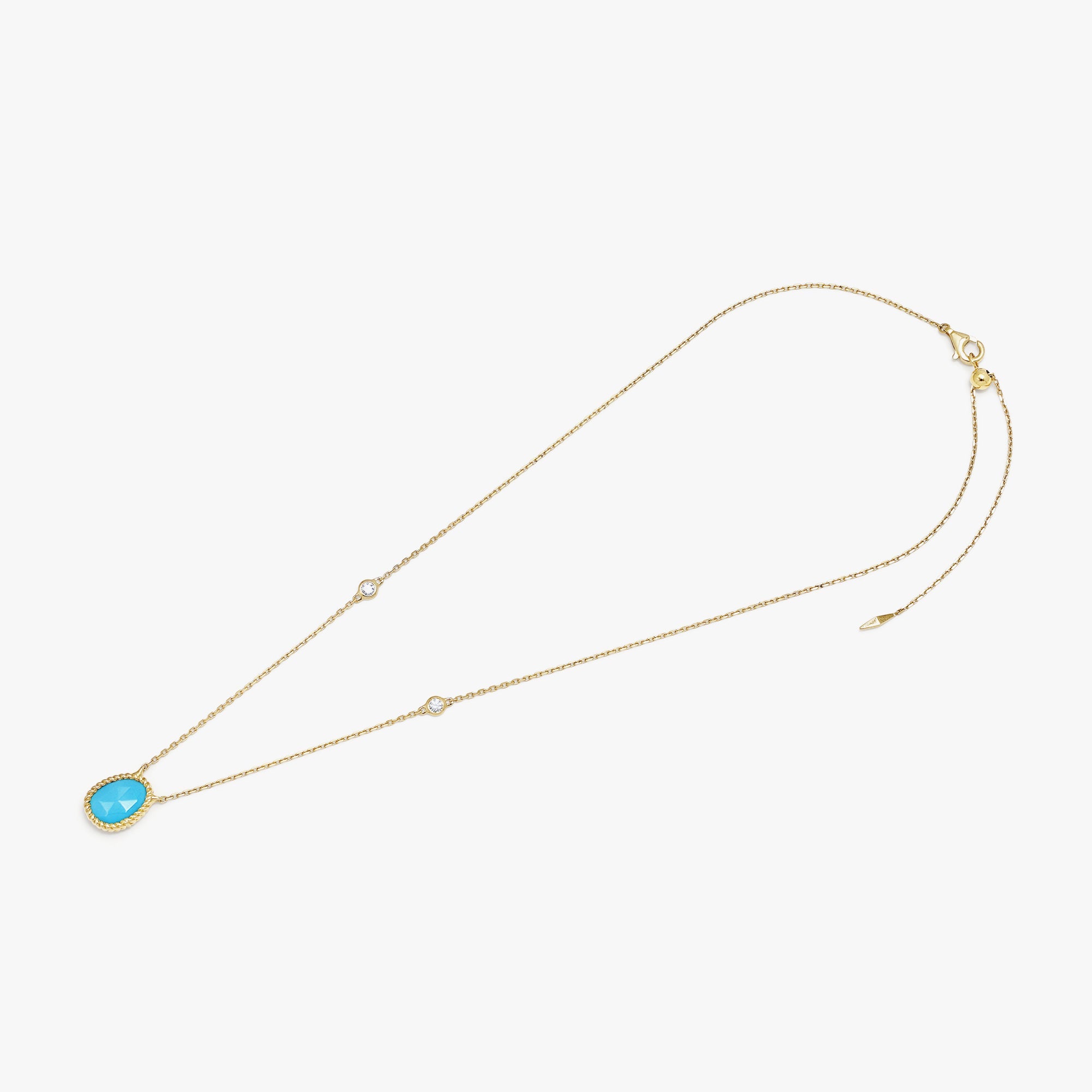Nina Mariner Necklace In 18 Karat Yellow Gold With Natural White Diamonds And Turquoise Stone