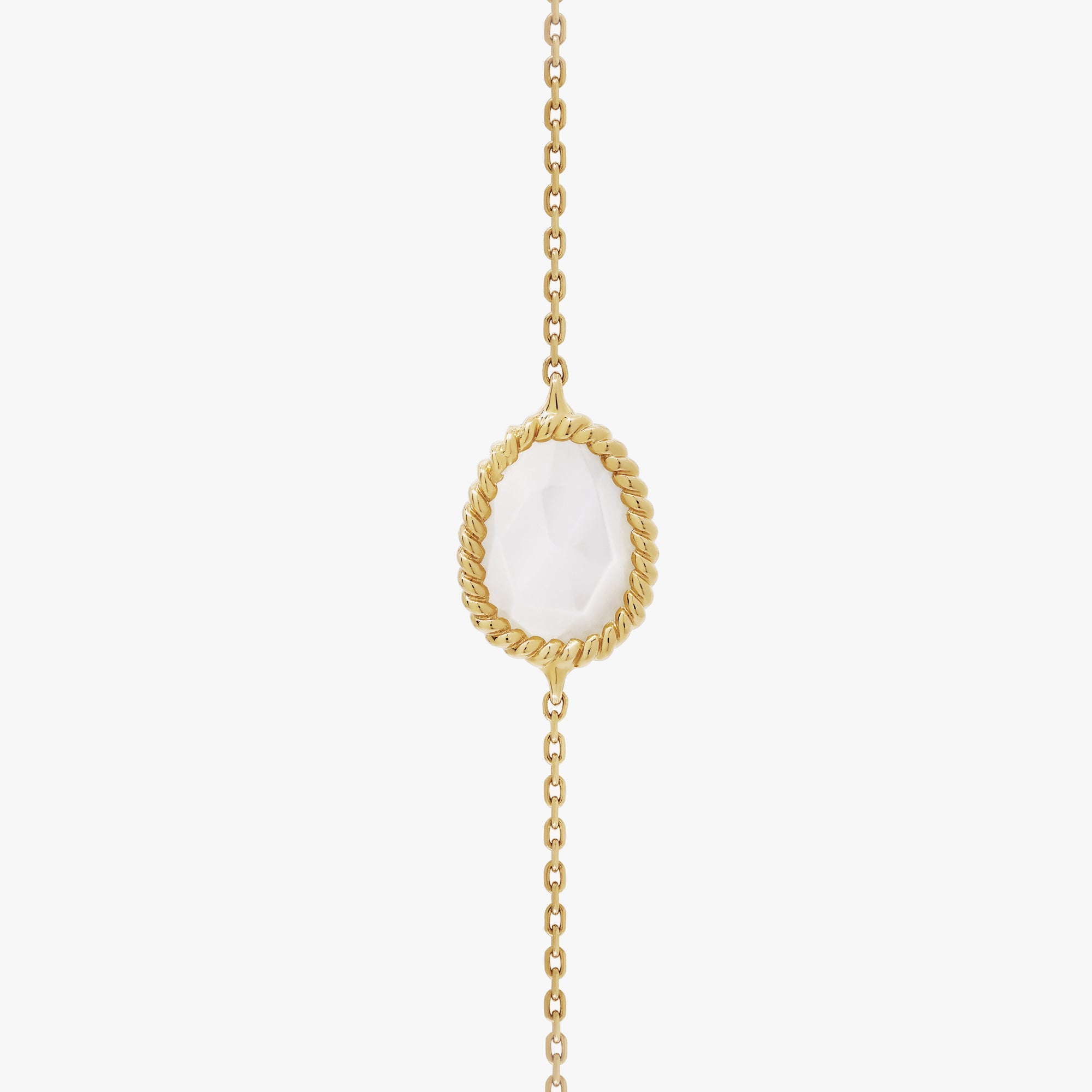 Nina Mariner Long Necklace In 18 Karat Yellow Gold With Natural White Diamonds And Mother Of Pearl Stones