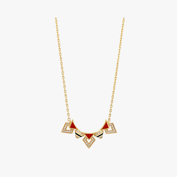 Mosaic Rouge Pendant Necklace in 18K Yellow Gold And Diamonds