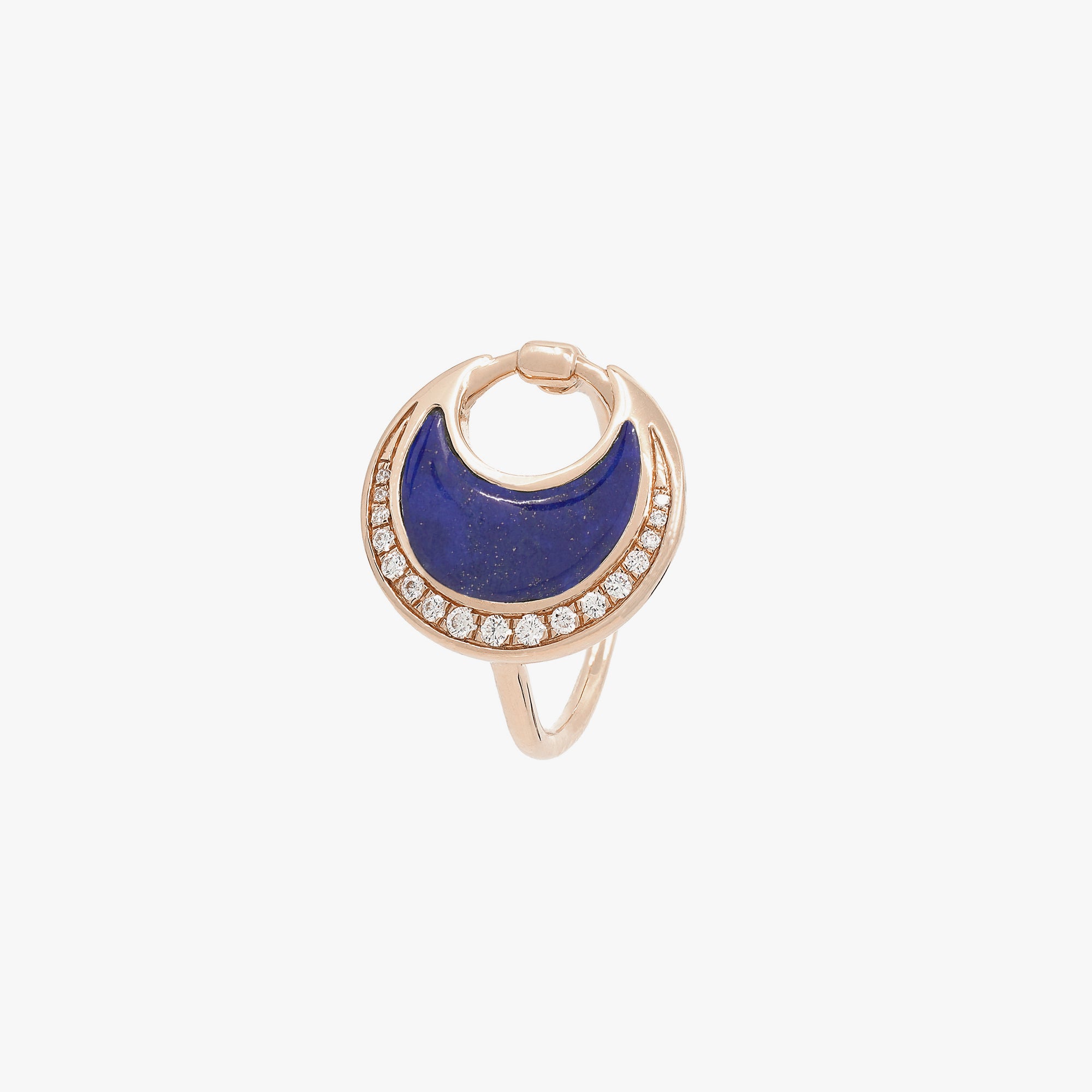 Al Hilal ring in rose gold with lapis stone and diamonds