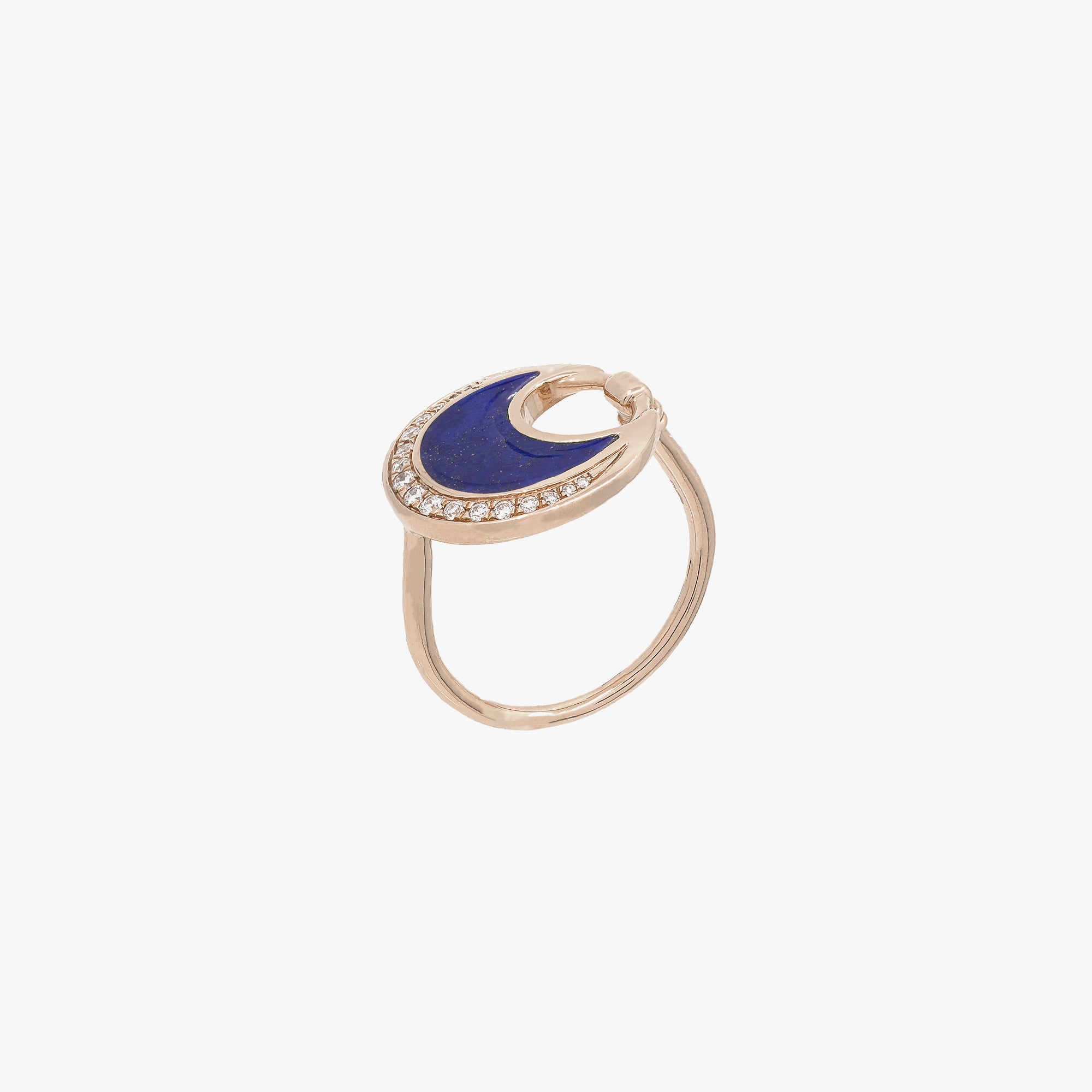 Al Hilal ring in rose gold with lapis stone and diamonds