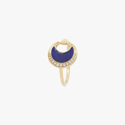 Al Hilal ring in yellow gold with lapis stone and diamonds