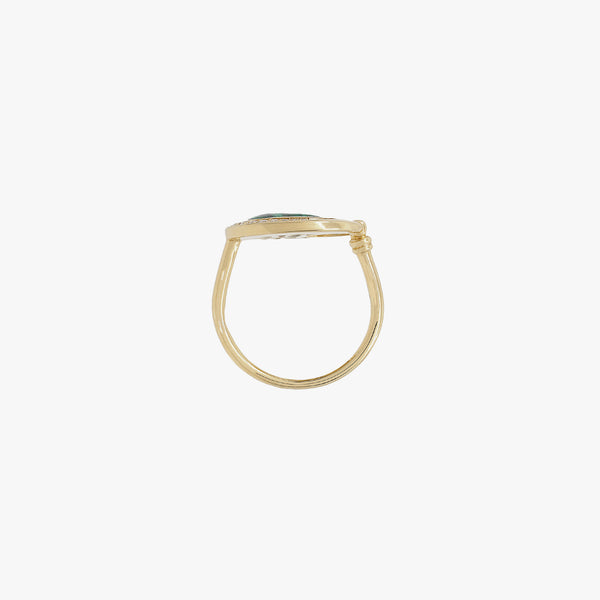 Al Hilal ring in yellow gold with malachite stone and diamonds