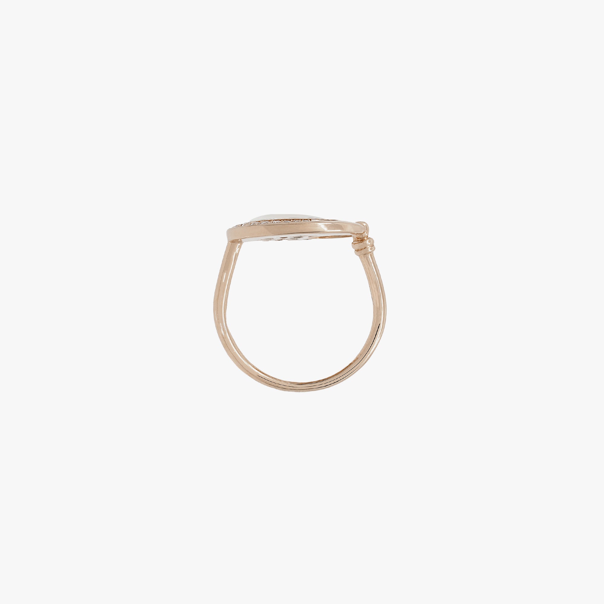 Al Hilal ring in rose gold with mother of pearl stone and diamonds