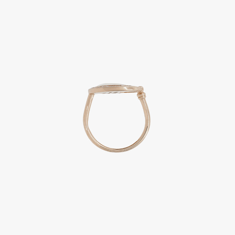 Al Hilal ring in rose gold with mother of pearl stone and diamonds