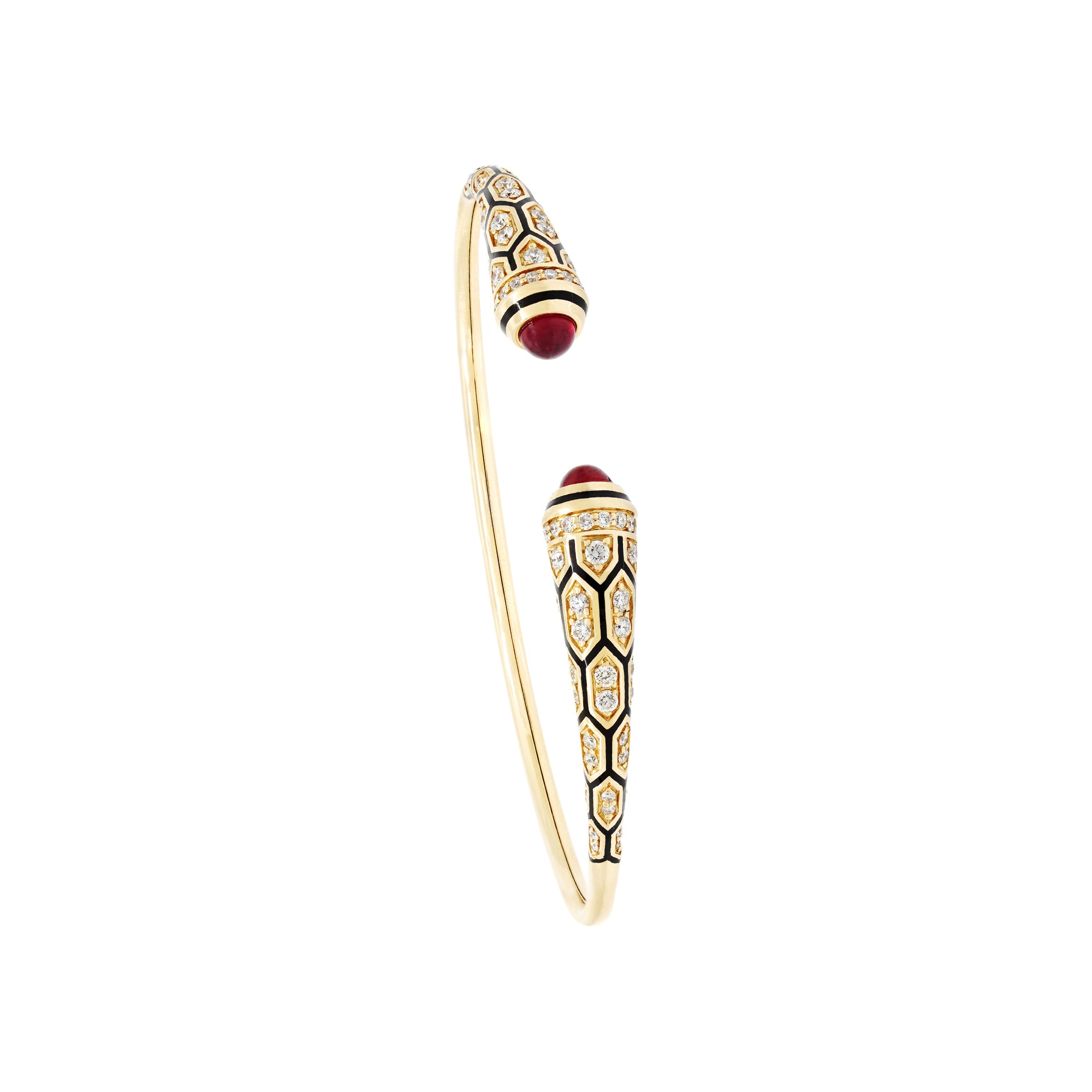 Al Zain Jewellery Mushabbak Gold bangle with red and white accents on a white background