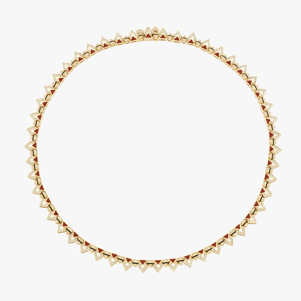 Mosaic Rouge Choker Necklace in 18K Yellow Gold And Diamonds