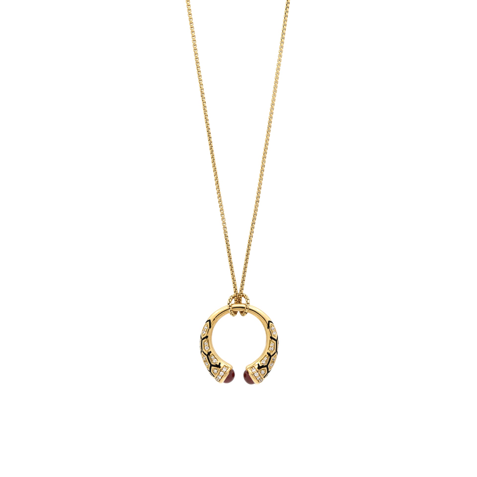 18k Mushabbak necklace in yellow gold with diamonds and rubies