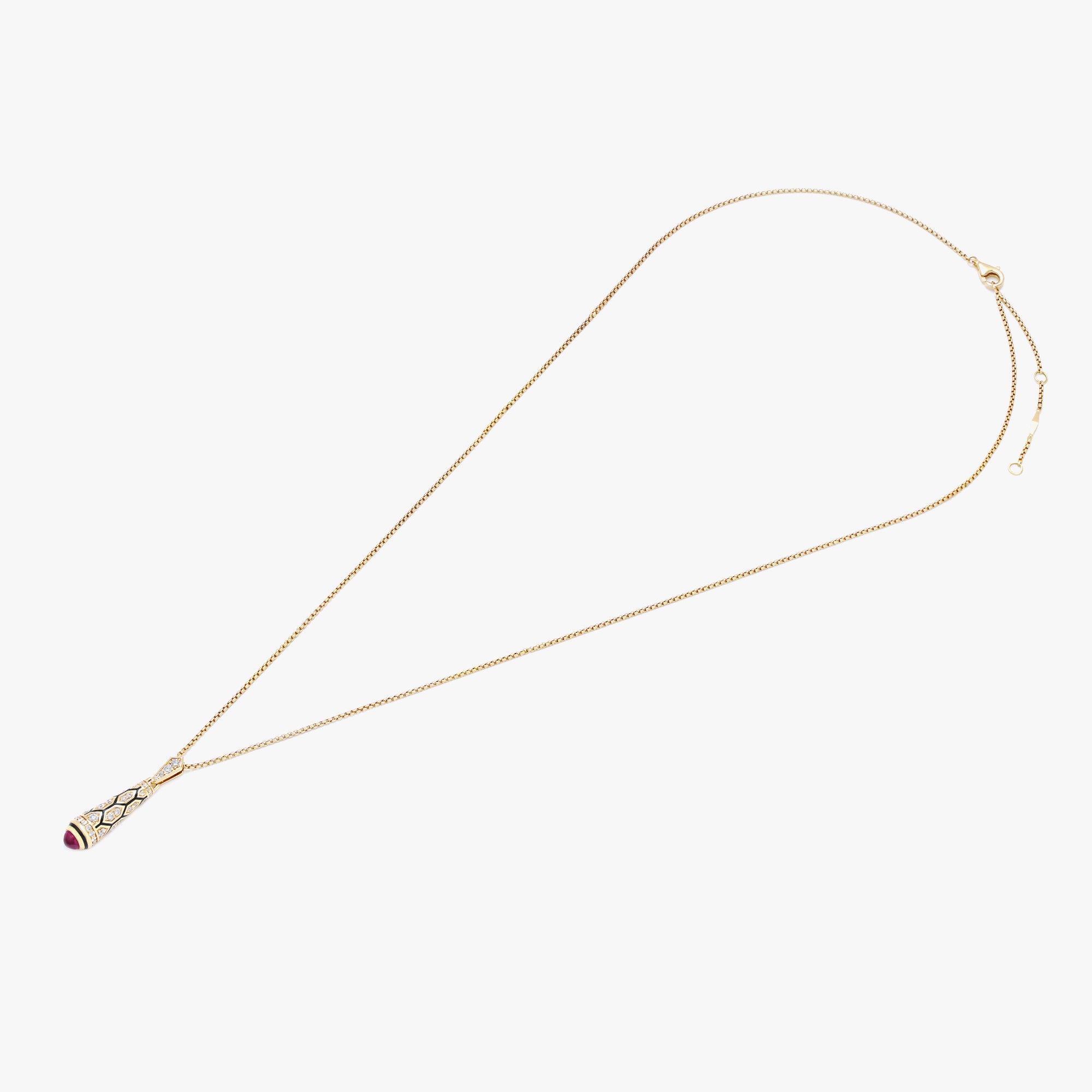 18k Mushabbak necklace in yellow gold with diamonds and rubies