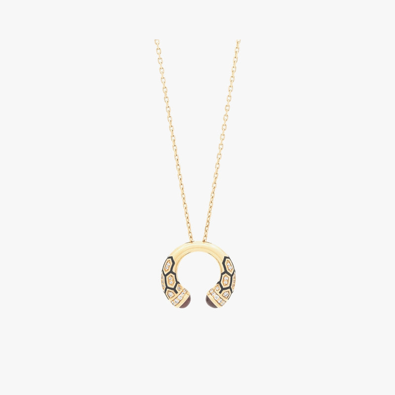 18k Mushabbak necklace in yellow gold with diamonds and rubies