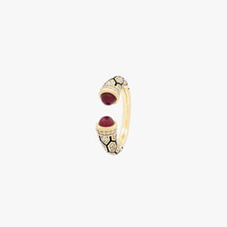 18k Mushabbak ring in yellow gold with diamonds and rubies