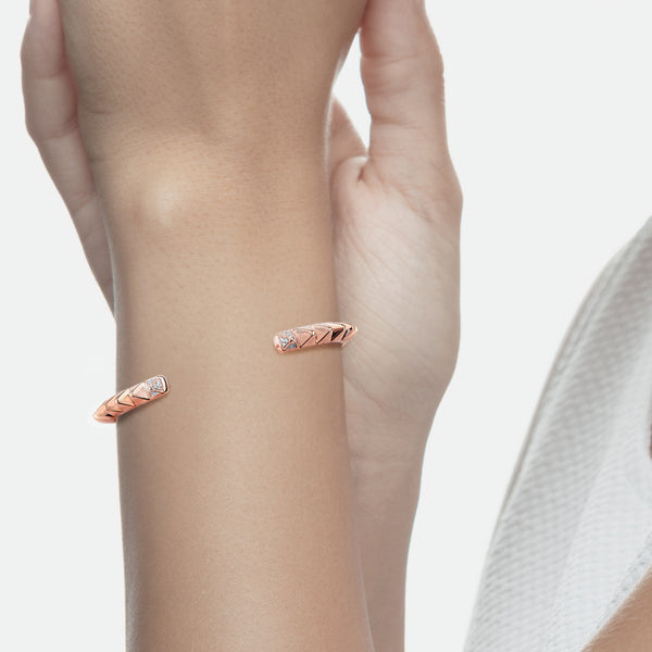 Hab El Hayl 2nd Edition Bangle in Rose Gold with Diamonds on tip - Al Zain Jewellery